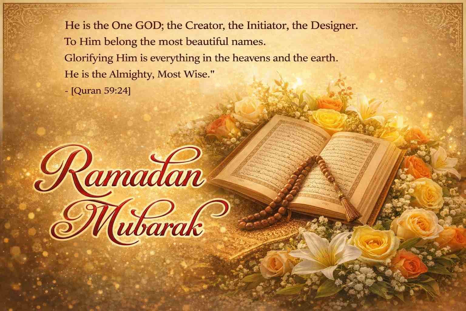 Ramadan Mubarak with Quran Verse 59:24 Image