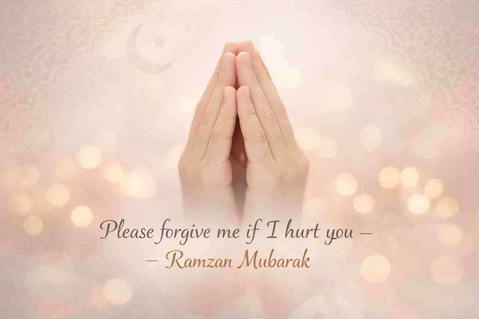 Ramadan forgiveness message image with soft lights and text